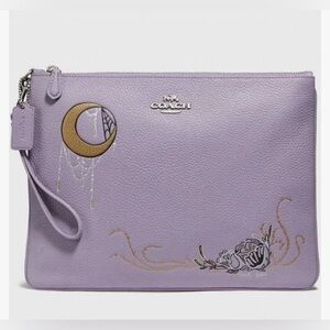 Coach Chelsea Champlain Tattoo Wristlet Bag In Soft Purple Pebbled Leather